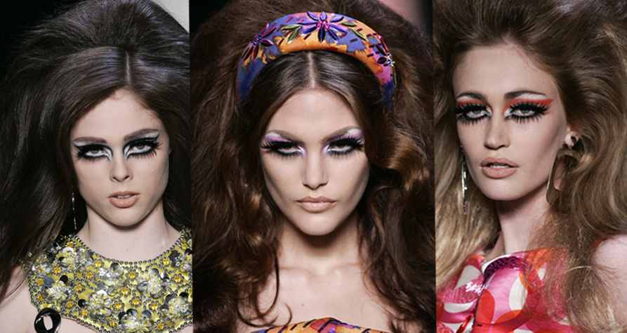 70s makeup style. Dior does 70s style hair and